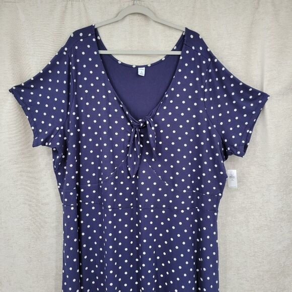 Old Navy Navy Blue Polka Dot Dress Women's Plus Size 4X Pinup Rockabilly Preppy - Picture 4 of 10